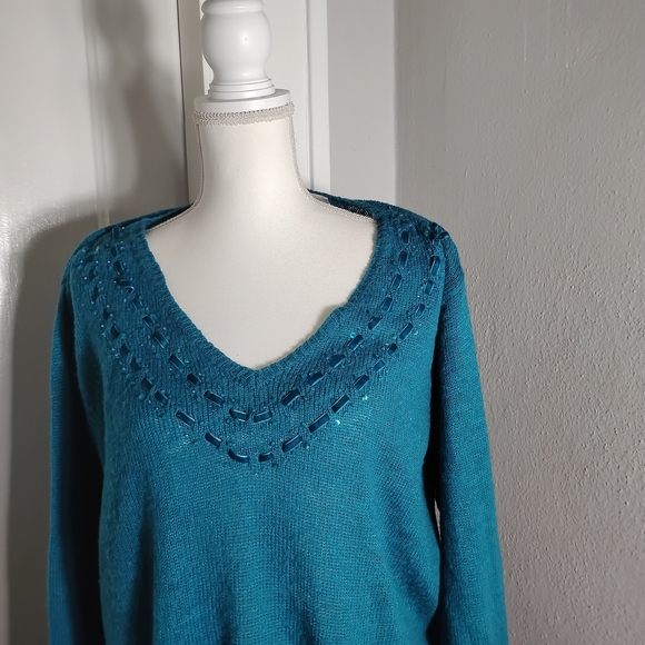 Plus Size Veranesi Teal Women's Sweater - Picture 10 of 11